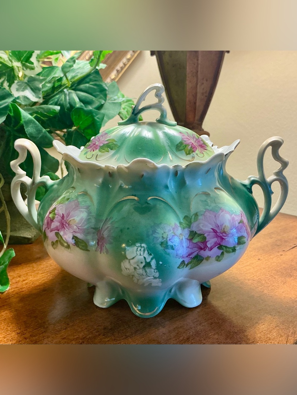 Antique M.Z. Austria Moritz Zdekauer Lidded Biscuit Jar-Art Nouveau (1884-1909)